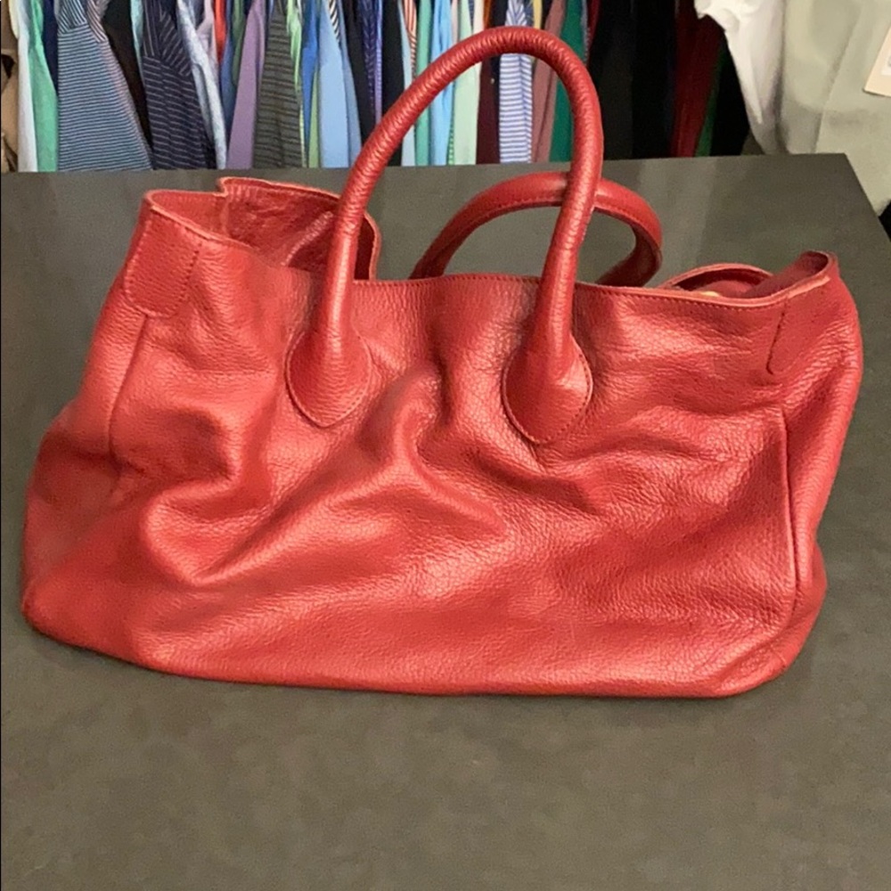 Red leather Mark and Graham bag